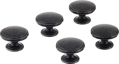 AmazonBasics Modern Wide Top Ring Cabinet Knob 1.52in Diameter Antique Silver 25Pack