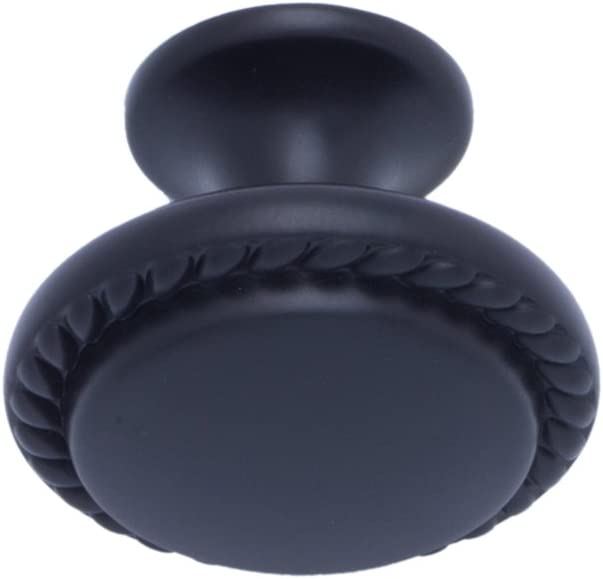 AmazonBasics Round Braided Cabinet Knob, 1.25 Diameter, Flat Black, 10-Pack