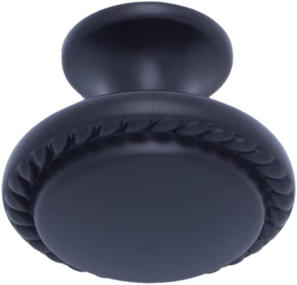 AmazonBasics Round Braided Cabinet Knob, 1.25 Diameter, Flat Black, 10-Pack