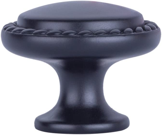 AmazonBasics Round Braided Cabinet Knob, 1.25 Diameter, Flat Black, 10-Pack