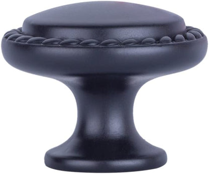 AmazonBasics Round Braided Cabinet Knob, 1.25 Diameter, Flat Black, 10-Pack