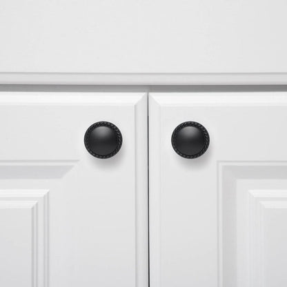 AmazonBasics Round Braided Cabinet Knob, 1.25 Diameter, Flat Black, 10-Pack