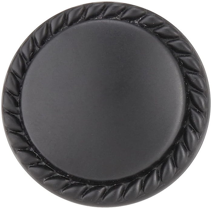 AmazonBasics Round Braided Cabinet Knob 1.25in Diameter Flat Black 25Pack