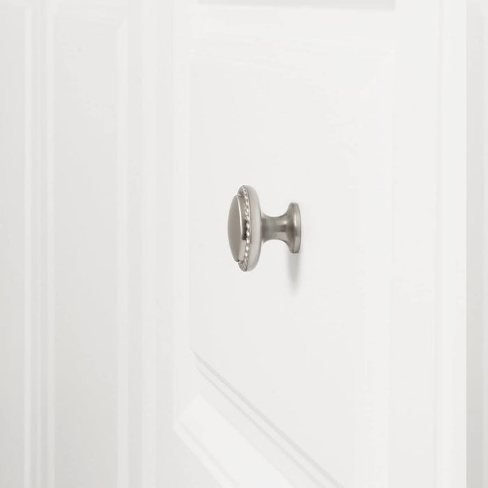 AmazonBasics Round Braided Cabinet Knob 1.25in Diameter Satin Nickel 10Pack