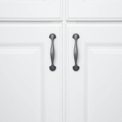 AmazonBasics Rounded Foot Cabinet Handle 4.63in Length 3in Hole Center) Antique Silver 10Pack