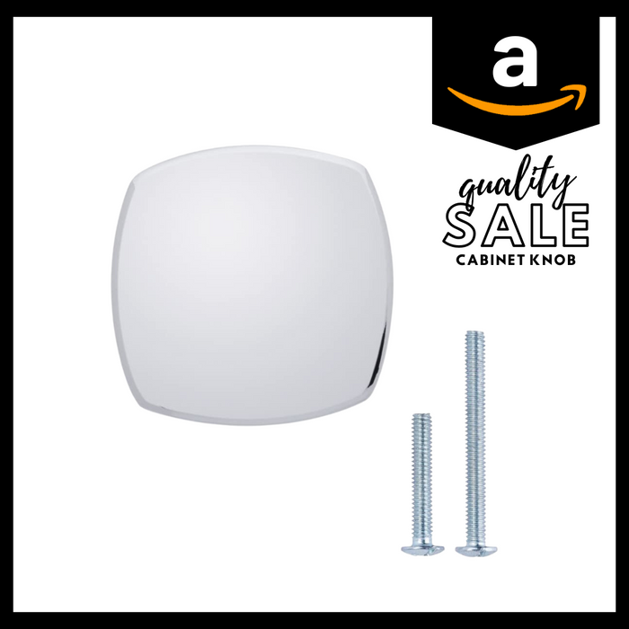 AmazonBasics Rounded Square Cabinet Knob Polished Chrome 10-Pack