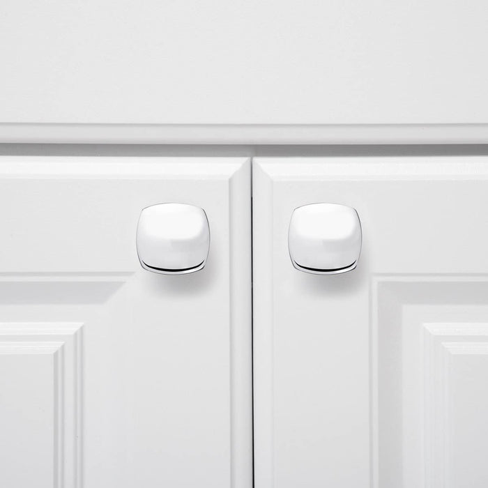 AmazonBasics Rounded Square Cabinet Knob Polished Chrome 10-Pack