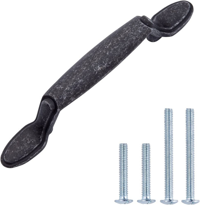 AmazonBasics Spoon Foot Cabinet Handle 5.12in Length 3in Hole Center Antique Silver 10Pack