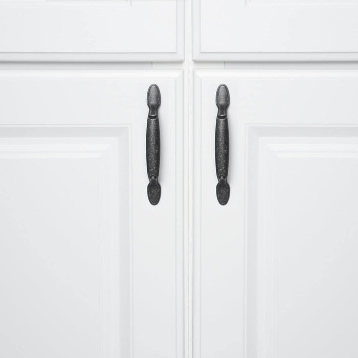 AmazonBasics Spoon Foot Cabinet Handle 5.12in Length 3in Hole Center Antique Silver 10Pack