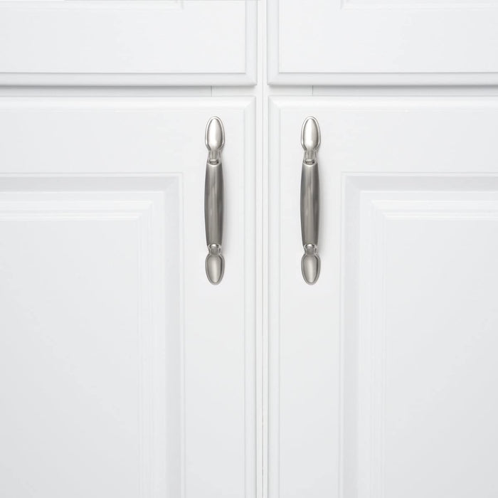 AmazonBasics Spoon Foot Cabinet Handle 5.12in Length 3in Hole Center Satin Nickel 10Pack