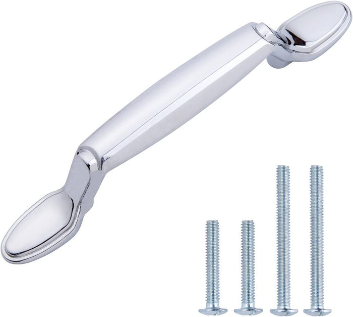 AmazonBasics Spoon Foot Cabinet Handle,  Polished Chrome  10-Pack
