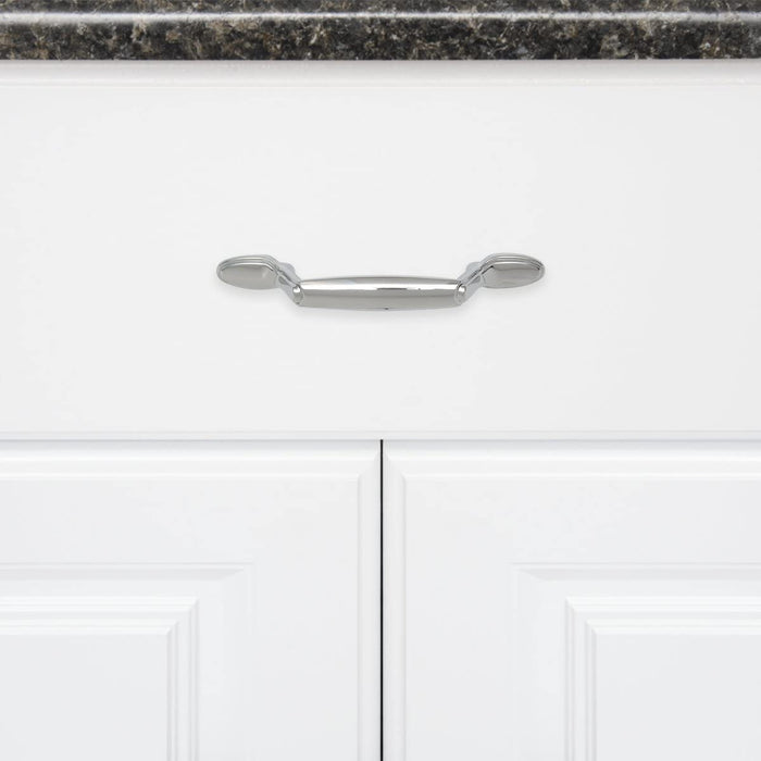 AmazonBasics Spoon Foot Cabinet Handle,  Polished Chrome  10-Pack