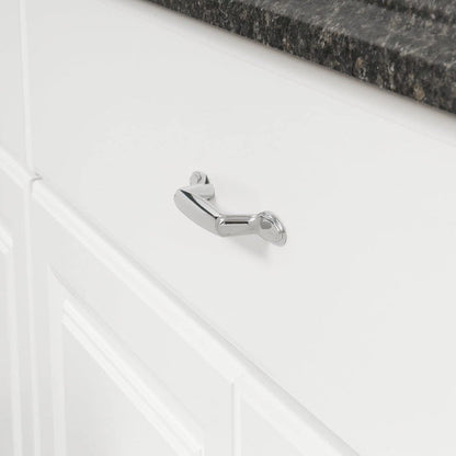 AmazonBasics Spoon Foot Cabinet Handle,  Polished Chrome  10-Pack