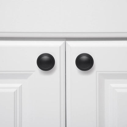 AmazonBasics Straight Top Ring Cabinet Knob 1.25IN Diameter Flat Black 10Pack
