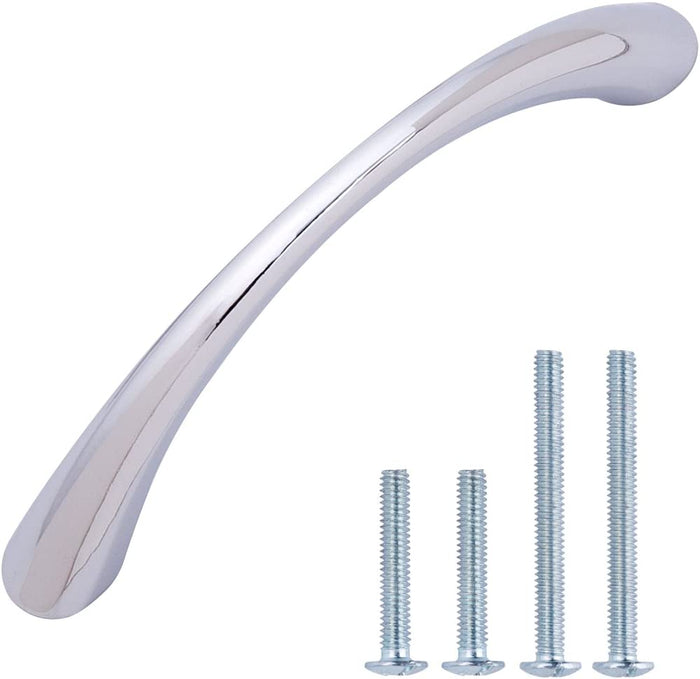 AmazonBasics Tapered Bow Cabinet Handle 3in Length 2.52in Hole Center Polished Chrome 10Pack