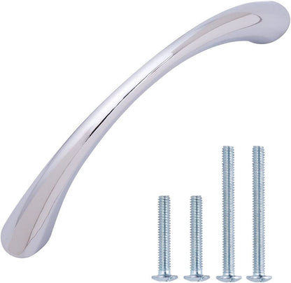 AmazonBasics Tapered Bow Cabinet Handle 3in Length 2.52in Hole Center Polished Chrome 10Pack