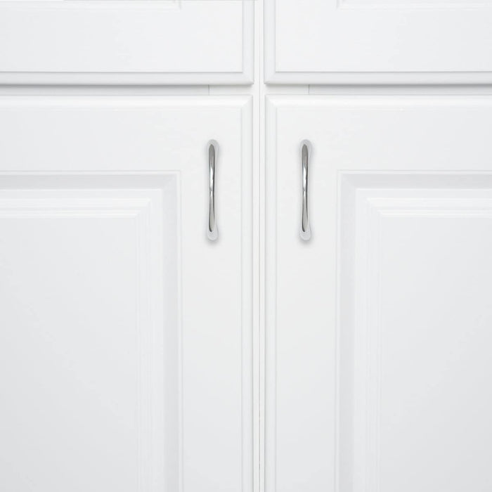 AmazonBasics Tapered Bow Cabinet Handle 3in Length 2.52in Hole Center Polished Chrome 10Pack