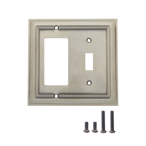 AmazonBasics Toggle and Gang Wall Plate Antique Brass 2Pack
