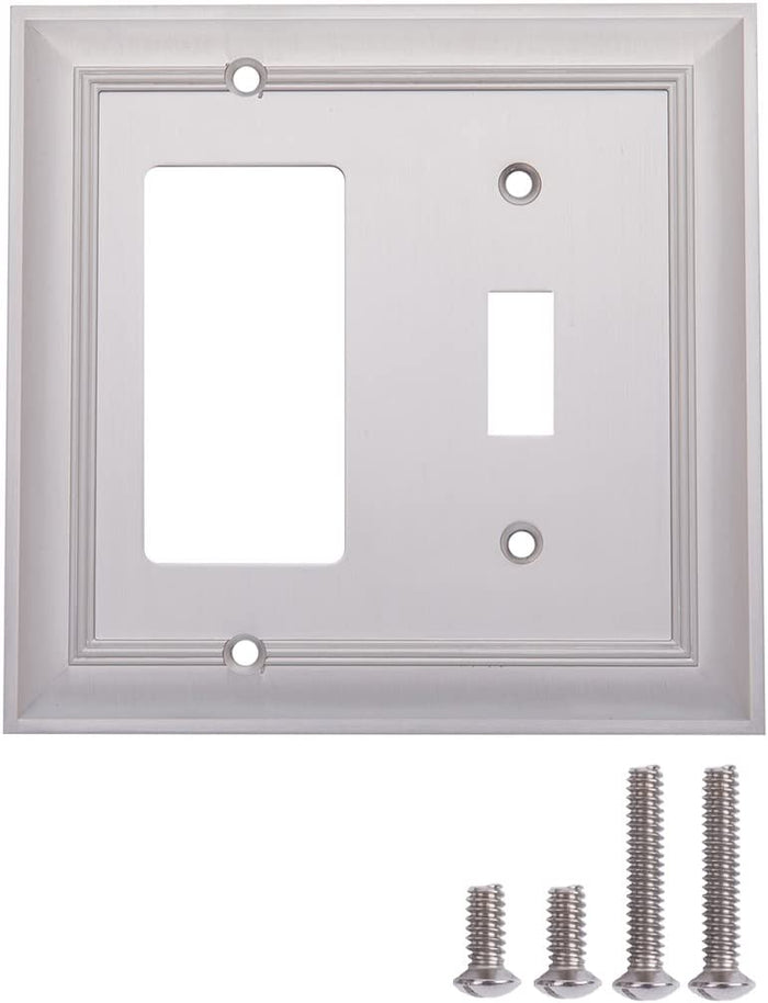 AmazonBasics Toggle and Gang Wall Plate Satin Nickel 2Pack