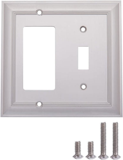 AmazonBasics Toggle and Gang Wall Plate Satin Nickel 2Pack