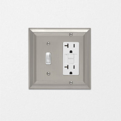 AmazonBasics Toggle and Gang Wall Plate Satin Nickel 2Pack