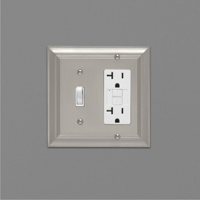 AmazonBasics Toggle and Gang Wall Plate Satin Nickel 2Pack