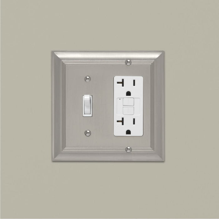 AmazonBasics Toggle and Gang Wall Plate Satin Nickel 2Pack