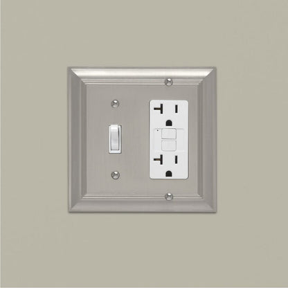 AmazonBasics Toggle and Gang Wall Plate Satin Nickel 2Pack