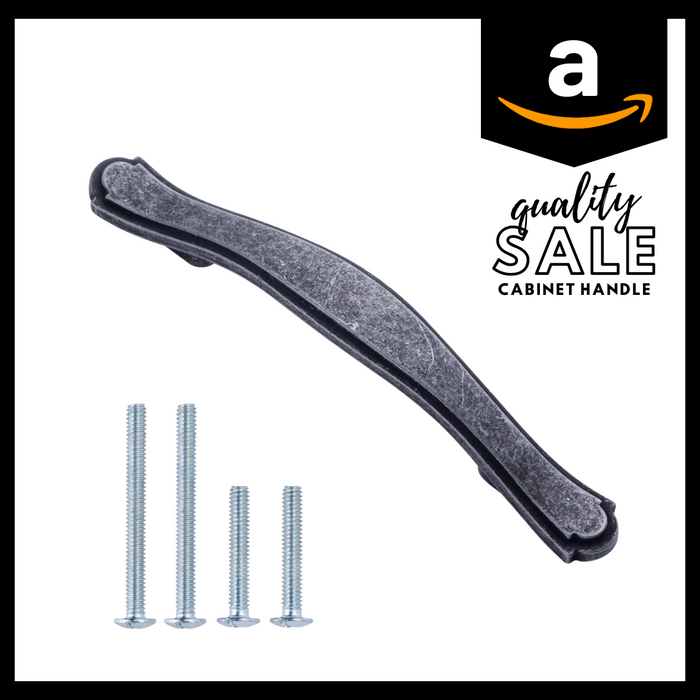 AmazonBasics Traditional Craftsman Cabinet Handle, Antique Silver 10-Pack