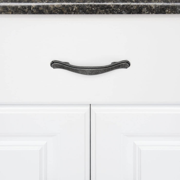 AmazonBasics Traditional Craftsman Cabinet Handle, Antique Silver 10-Pack