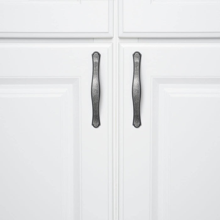 AmazonBasics Traditional Craftsman Cabinet Handle, Antique Silver 10-Pack