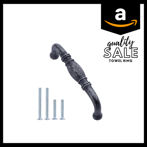 AmazonBasics Traditional Drawer Cabinet Handle, Antique Silver 10-Pack