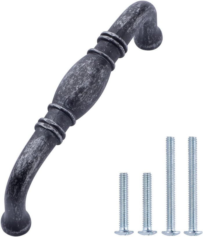 AmazonBasics Traditional Drawer Cabinet Handle, Antique Silver 10-Pack