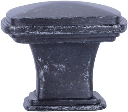 AmazonBasics Traditional Square Cabinet Knob 1.25in Diameter Antique Silver 10Pack