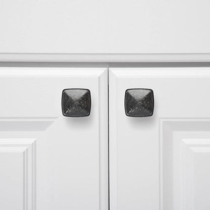 AmazonBasics Traditional Square Cabinet Knob 1.25in Diameter Antique Silver 10Pack