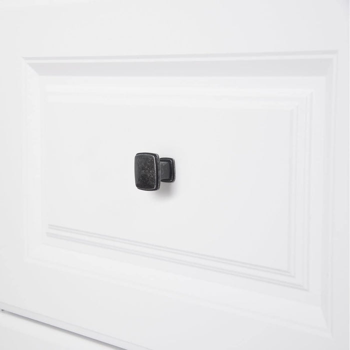 AmazonBasics Traditional Square Cabinet Knob 1.25in Diameter Antique Silver 10Pack