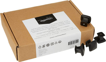 AmazonBasics Traditional Square Cabinet Knob 1.25in Diameter Flat Black 25Pack