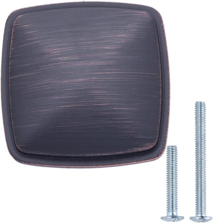 AmazonBasics Traditional Square Cabinet Knob 1.25in Diameter Oil Rubbed Bronze 10Pack