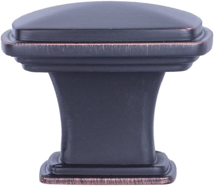 AmazonBasics Traditional Square Cabinet Knob 1.25in Diameter Oil Rubbed Bronze 10Pack