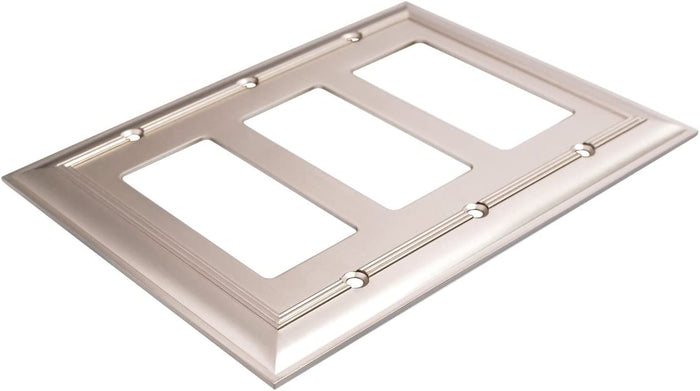 AmazonBasics Triple Gang Wall Plate Satin Nickel 1Pack