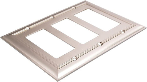 AmazonBasics Triple Gang Wall Plate Satin Nickel 1Pack