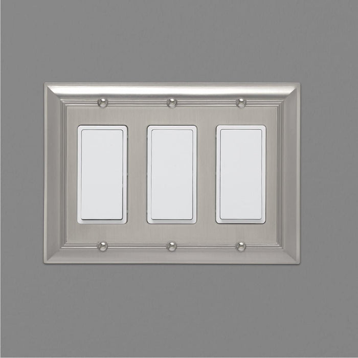 AmazonBasics Triple Gang Wall Plate Satin Nickel 1Pack