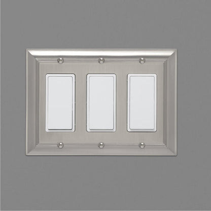 AmazonBasics Triple Gang Wall Plate Satin Nickel 1Pack