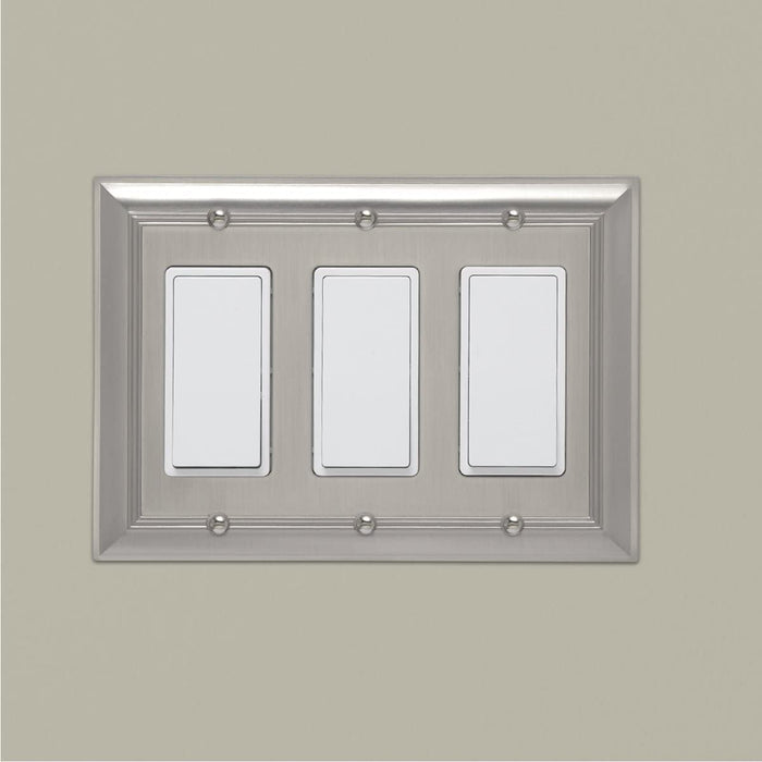 AmazonBasics Triple Gang Wall Plate Satin Nickel 1Pack