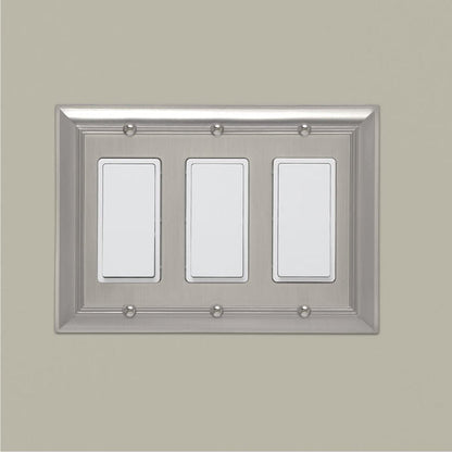 AmazonBasics Triple Gang Wall Plate Satin Nickel 1Pack