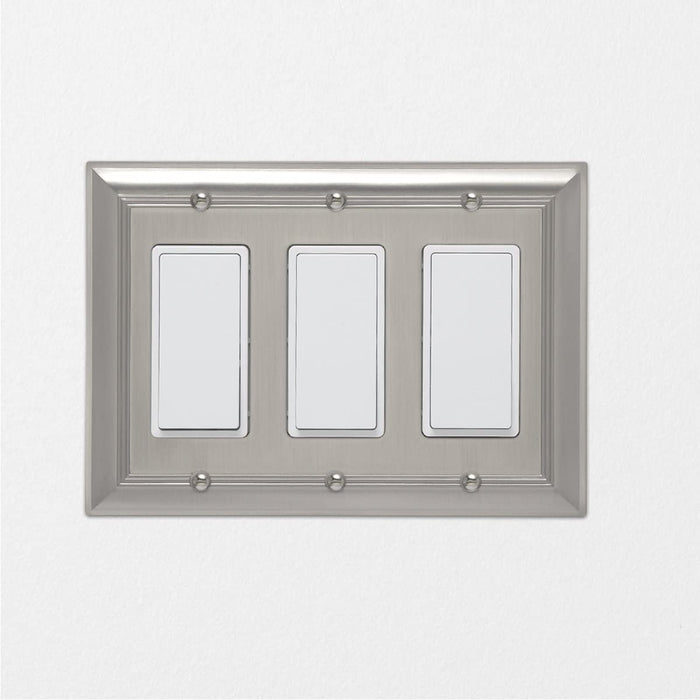 AmazonBasics Triple Gang Wall Plate Satin Nickel 1Pack