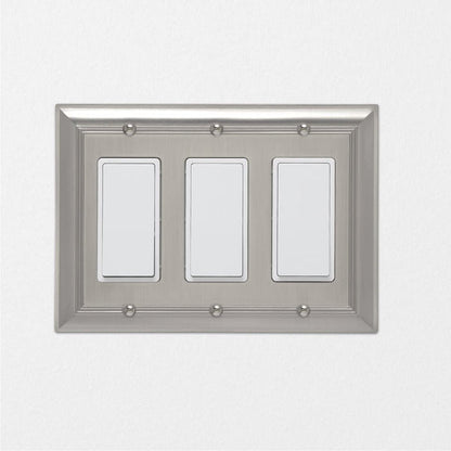 AmazonBasics Triple Gang Wall Plate Satin Nickel 1Pack