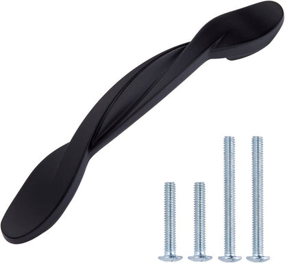 AmazonBasics Twisted Cabinet Handle 4.5in Length 3in Hole Center Flat Black 10Pack