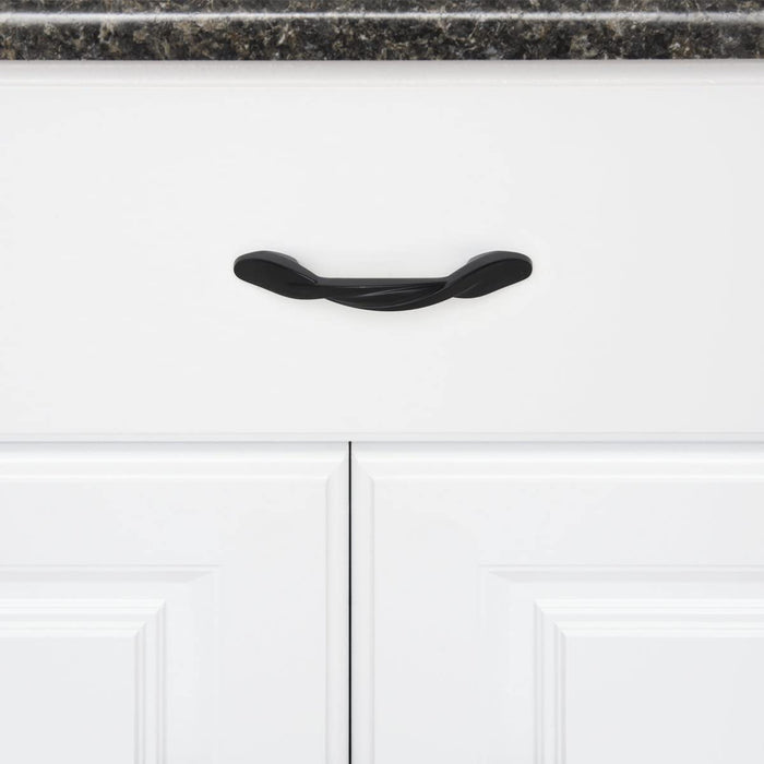 AmazonBasics Twisted Cabinet Handle 4.5in Length 3in Hole Center Flat Black 10Pack