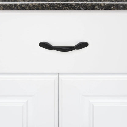 AmazonBasics Twisted Cabinet Handle 4.5in Length 3in Hole Center Flat Black 10Pack